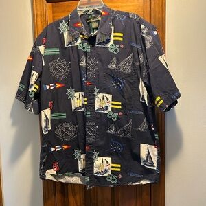 Nautical Print Men's Shirt - Black